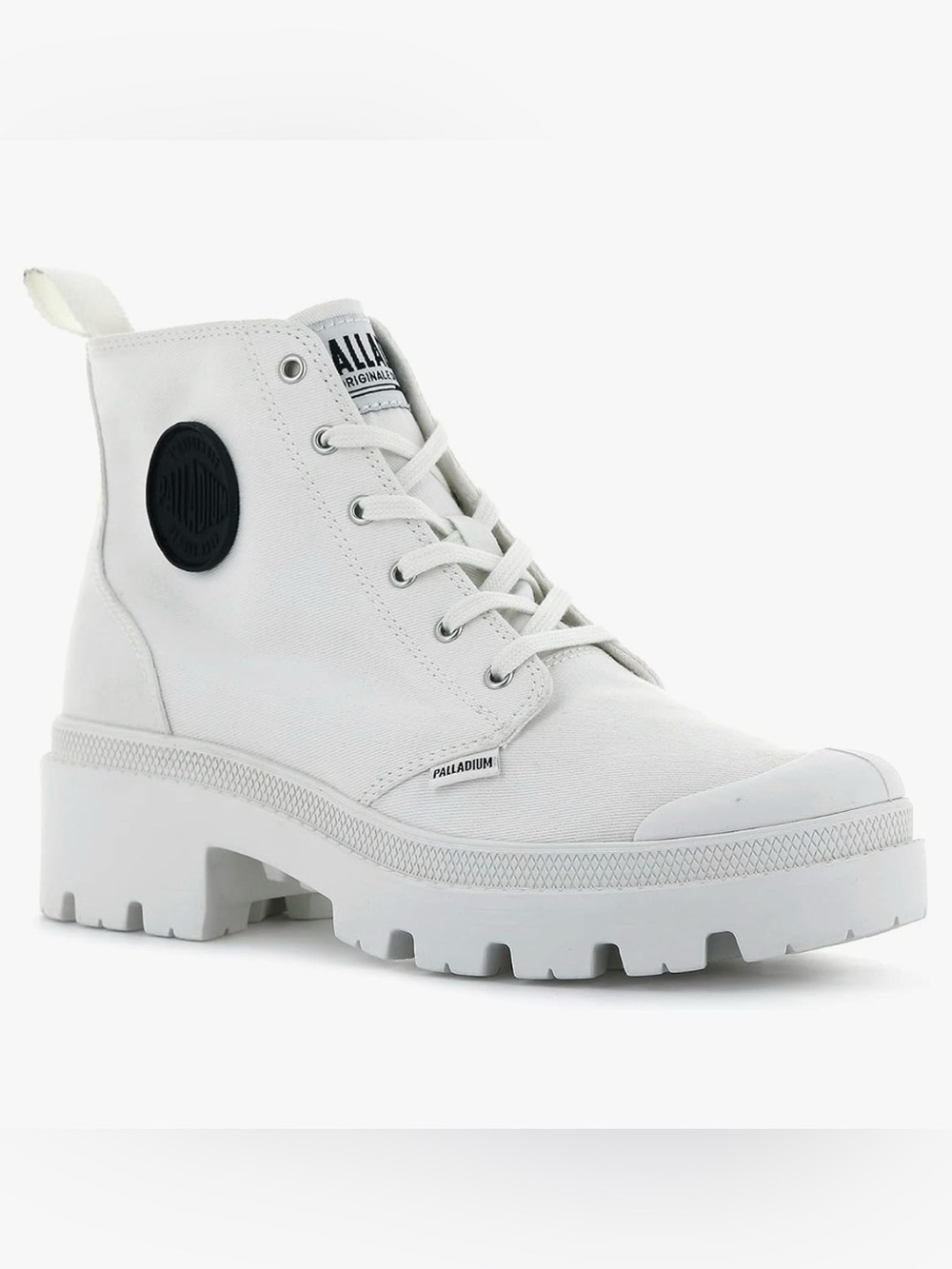 Palladium Women's White Canvas Lug-Sole Ankle Boot